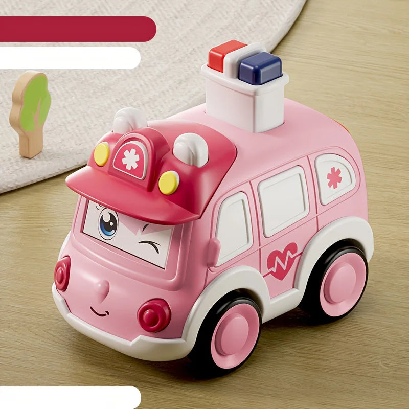 Kids Press & Go Cartoon Car, Simple Manual Operation, Interactive Parent-Child Toy, Ideal Birthday & Christmas Gift