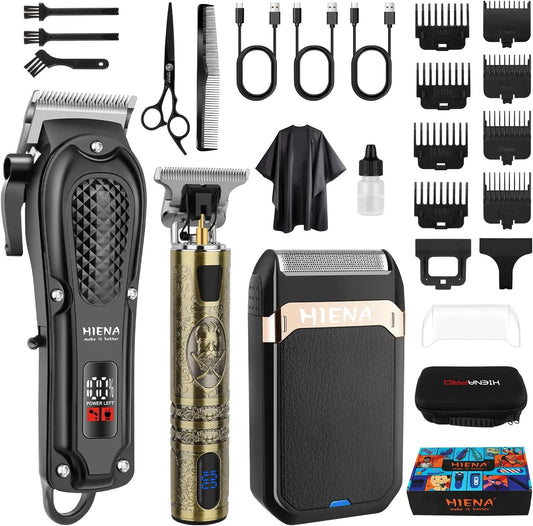 Professional Hair Clippers for Men Cordless Hair Clipper for Hair Cutting Kit 3-in-1 LED Haircut Set with Foil Shaver