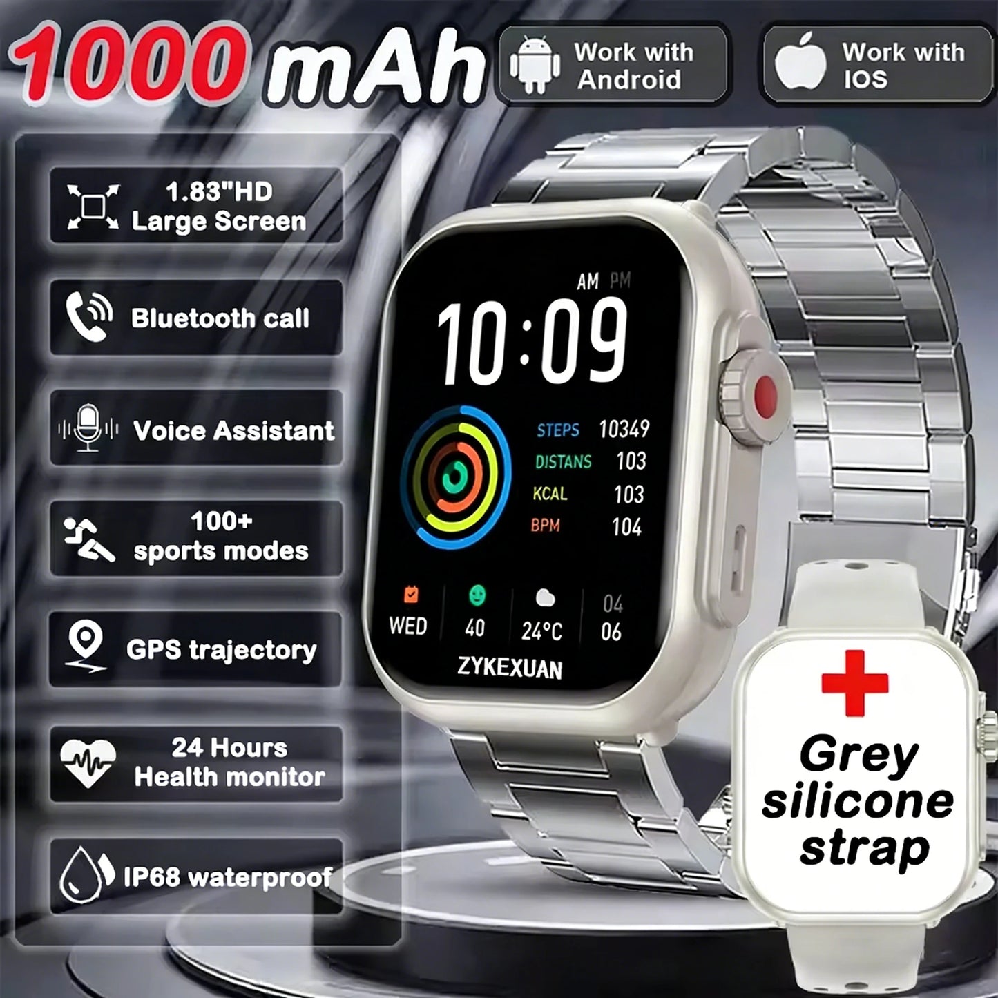 2026 New For Xiaomi Smart Watch Men Women 1.83-Inch HD AMOLED Full Touch Screen IP68 Waterproof Bluetooth Call SmartWatch Man