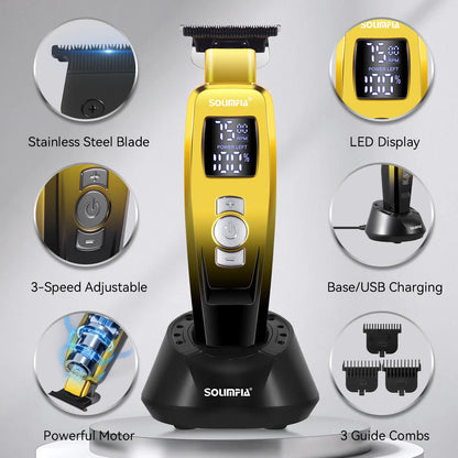 Hair Clippers for Men Professional Barber Clippers 3 Speeds Rechargeable Hair Trimmer with 3 Guide Combs Hair Cutting Machine