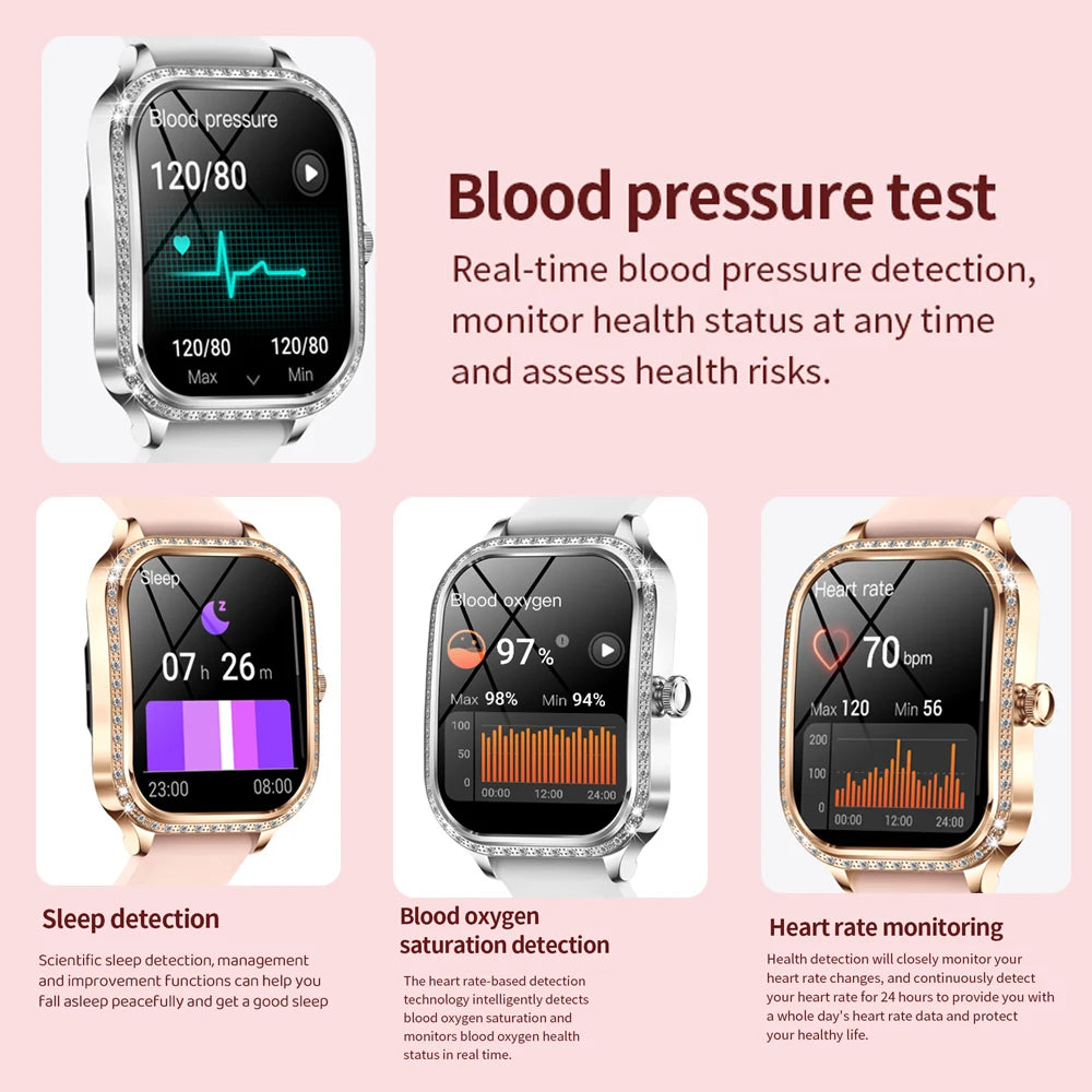 2026 New Women Smart Watch 1.75" HD Display Heart Rate Sport Fitness  Waterproof Bracelet BT Call Smartwatch For Android IOS