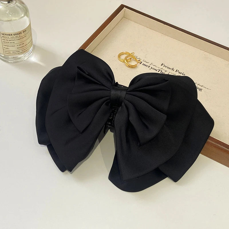 Women's Black Hair Clip French Temperament Bow Ponytail Clip Hair Accessories