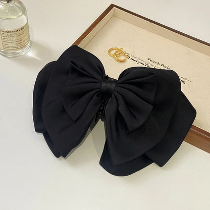 Women's Black Hair Clip French Temperament Bow Ponytail Clip Hair Accessories